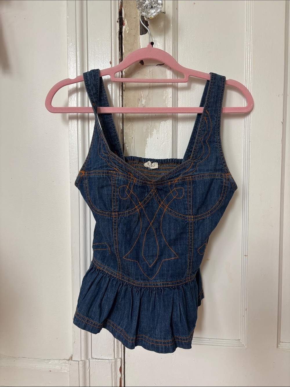 Pilcro Denim Peplum Tank Top - Blue